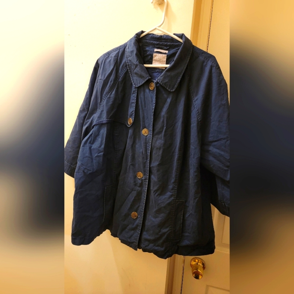 Old Navy Women’s Plus Jacket, Navy Blue, Large Buttons, Collared, Size 3X 